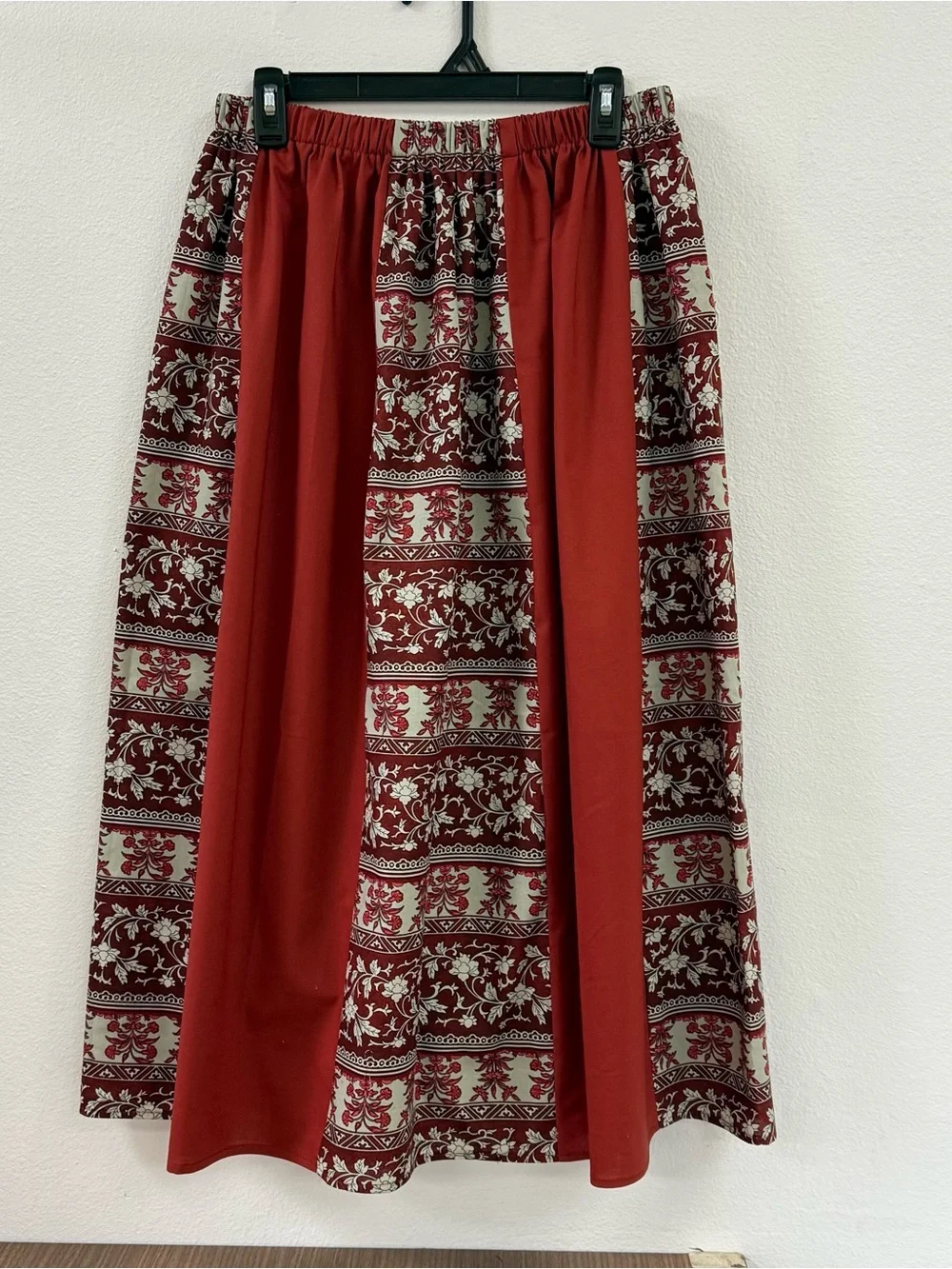 Patterned Panel Midi Skirt